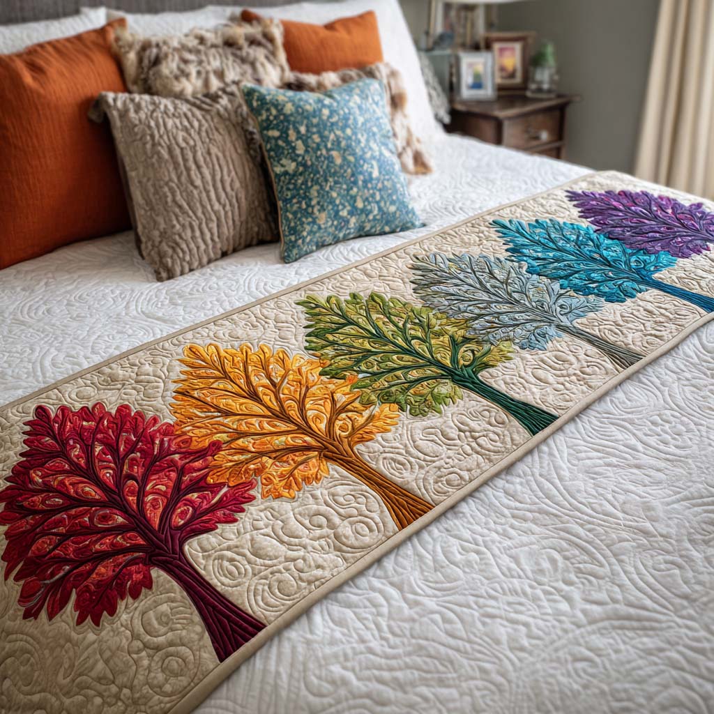 Life Roots Quilted Bed Runner Bed Room Decoration Tree Of Life Gifts For Him