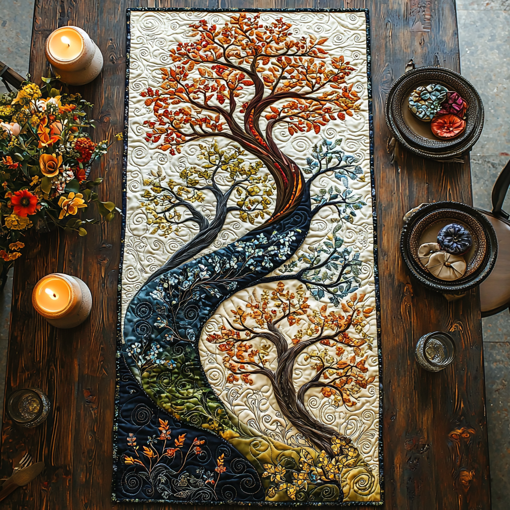 Life Weaver Quilted Table Runner Dining Room Decor Ideas Tree Of Life Themed Gifts