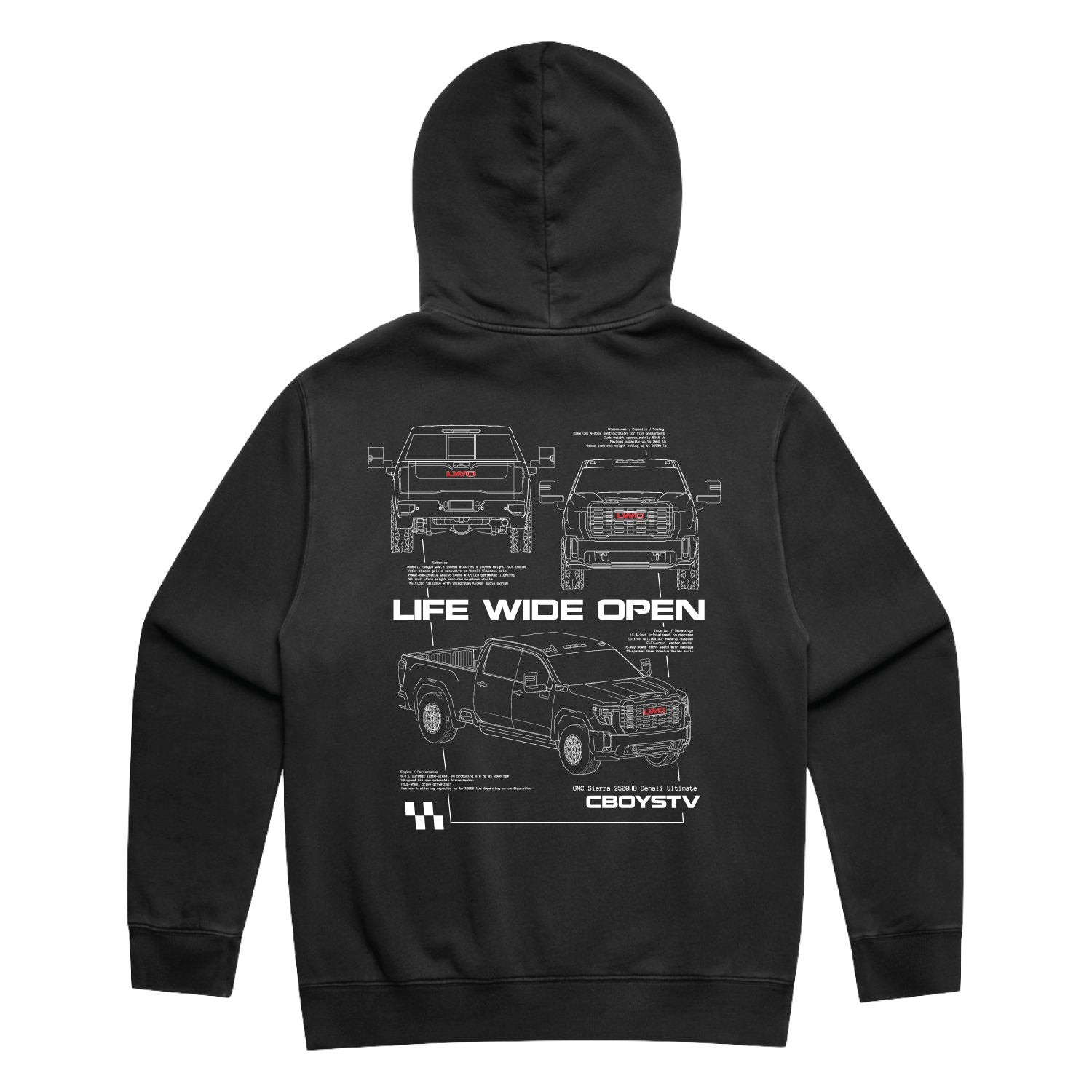 Life Wide Open Merch GMC Tech Spec Hoodie CboysTV Life Wide Open Hoodie Unique Presents
