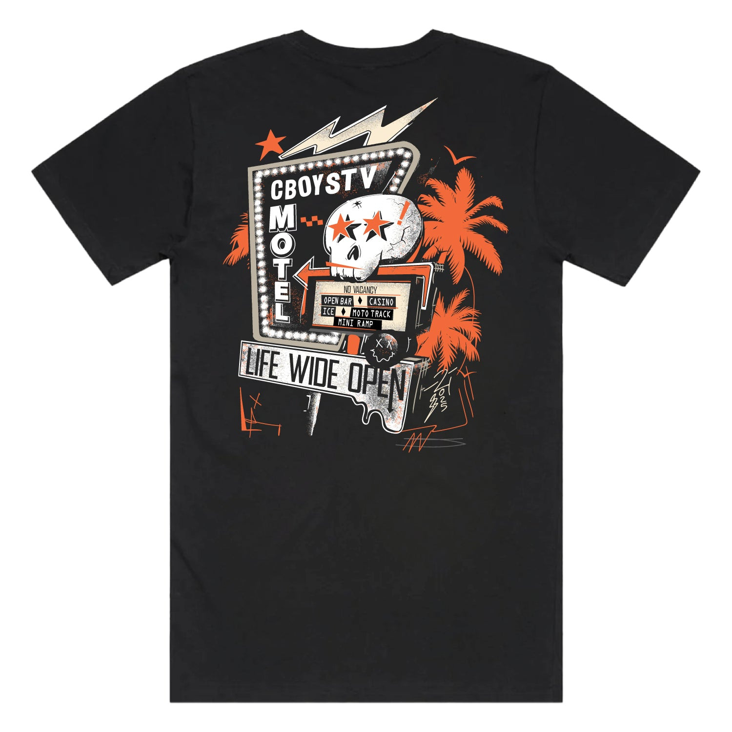 Life Wide Open Merch Motel CBTV T-Shirt Skull Pattern Life Wide Open Clothes Gift Ideas