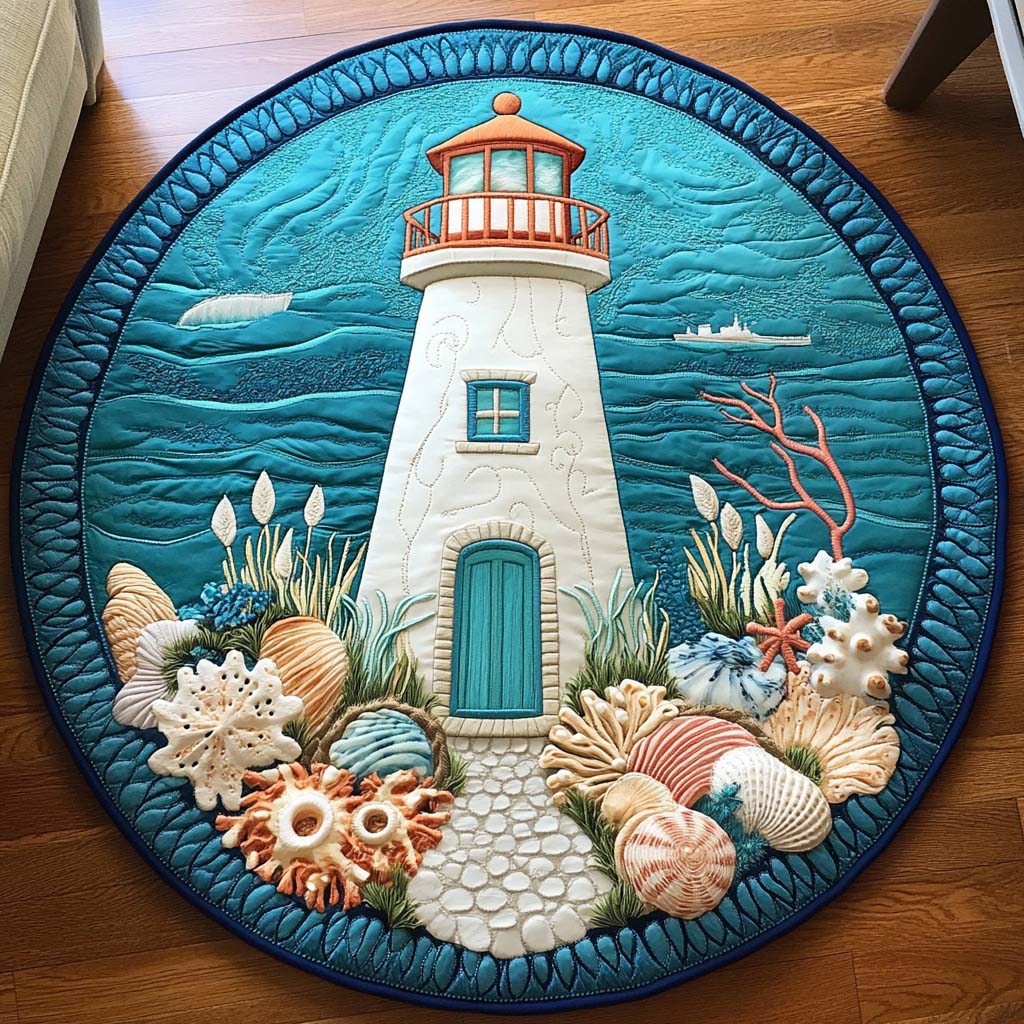 Light and Mist Quilted Round Mat Outdoor Decor Christmas Gifts For Beach Goers