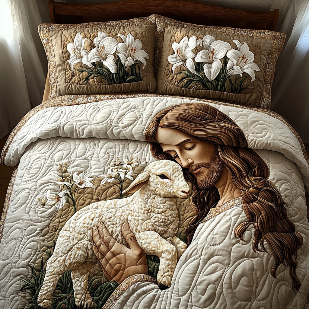 Light of the Fold Quilted Bedding Set Duvet Cover Bed Sheet Set Religious Christmas Gifts