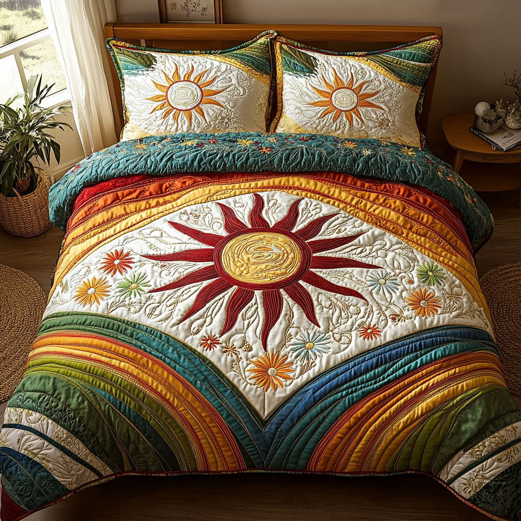 Light Vibe Meadow Quilted Bedding Set Best Comforter Sets Hippie Dad Gifts