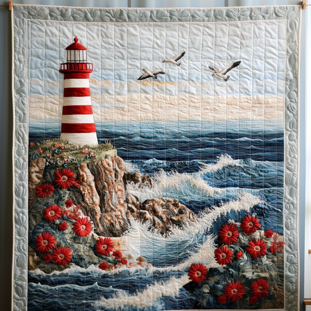 Lighthouse Bloom Quilted Blanket Christmas Bedroom Decor Lighthouse Themed Gifts