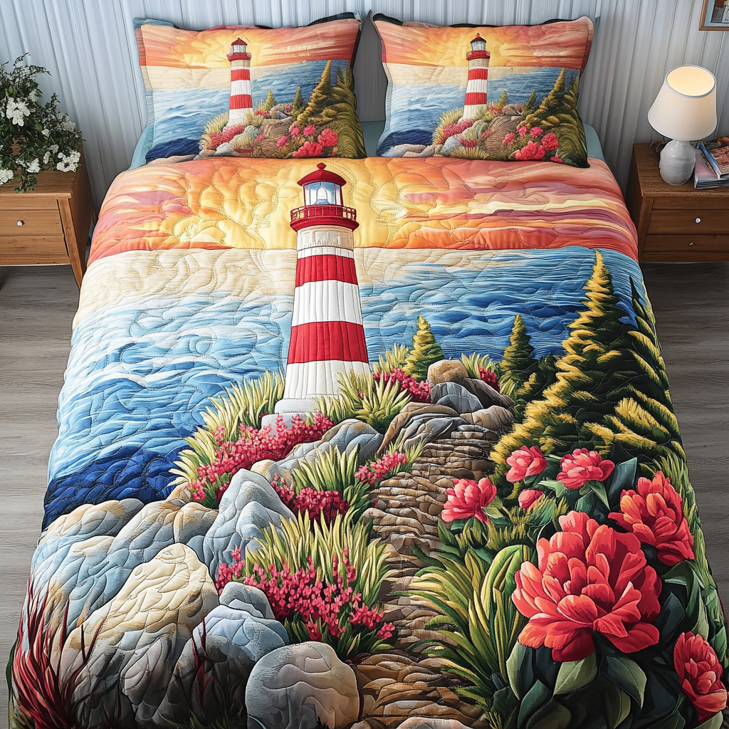 Lighthouse Dream Quilted Bedding Set Best Bedspread Set Lighthouse Gift Ideas For Her