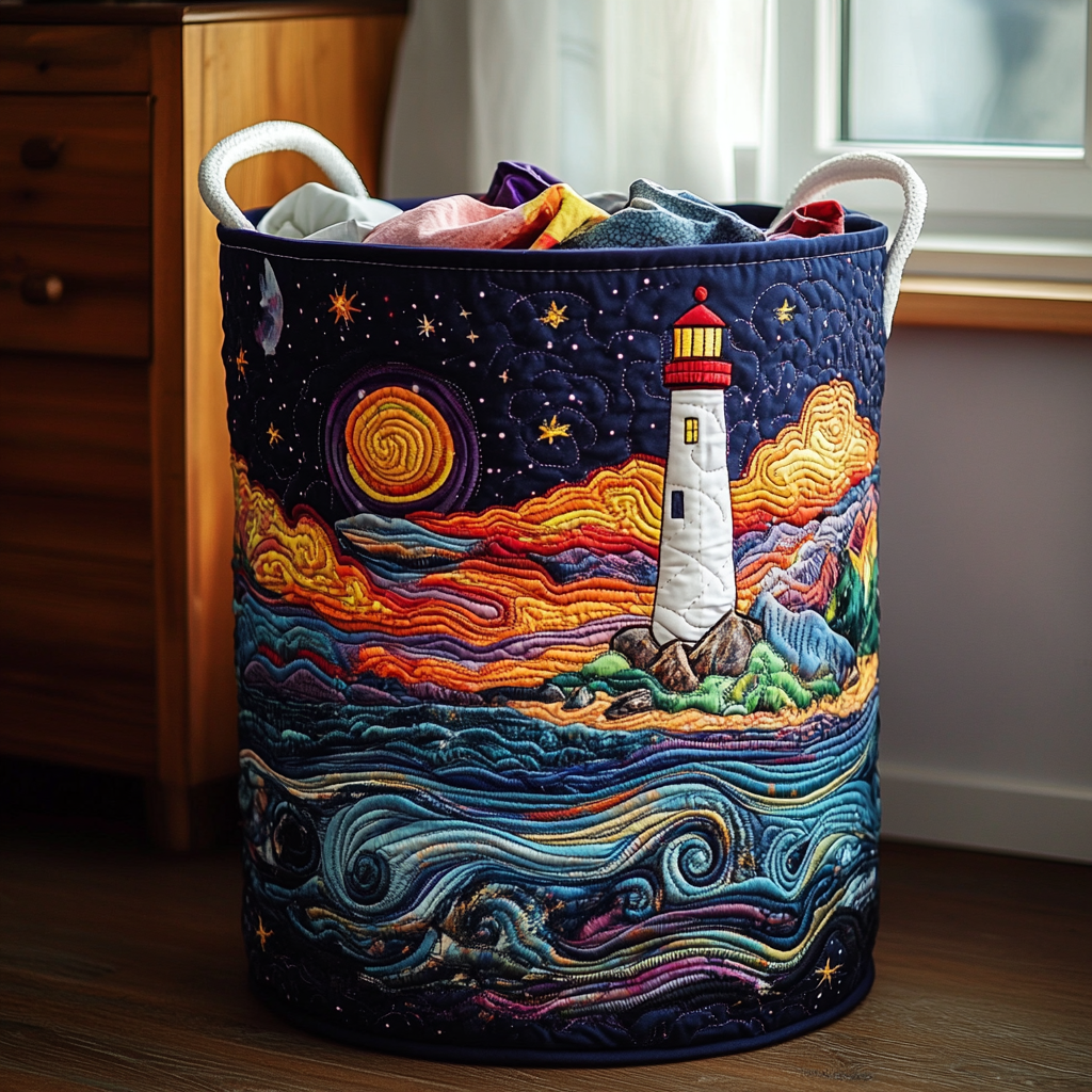 Lighthouse Dream Quilted Laundry Basket Graduation Merch Gift