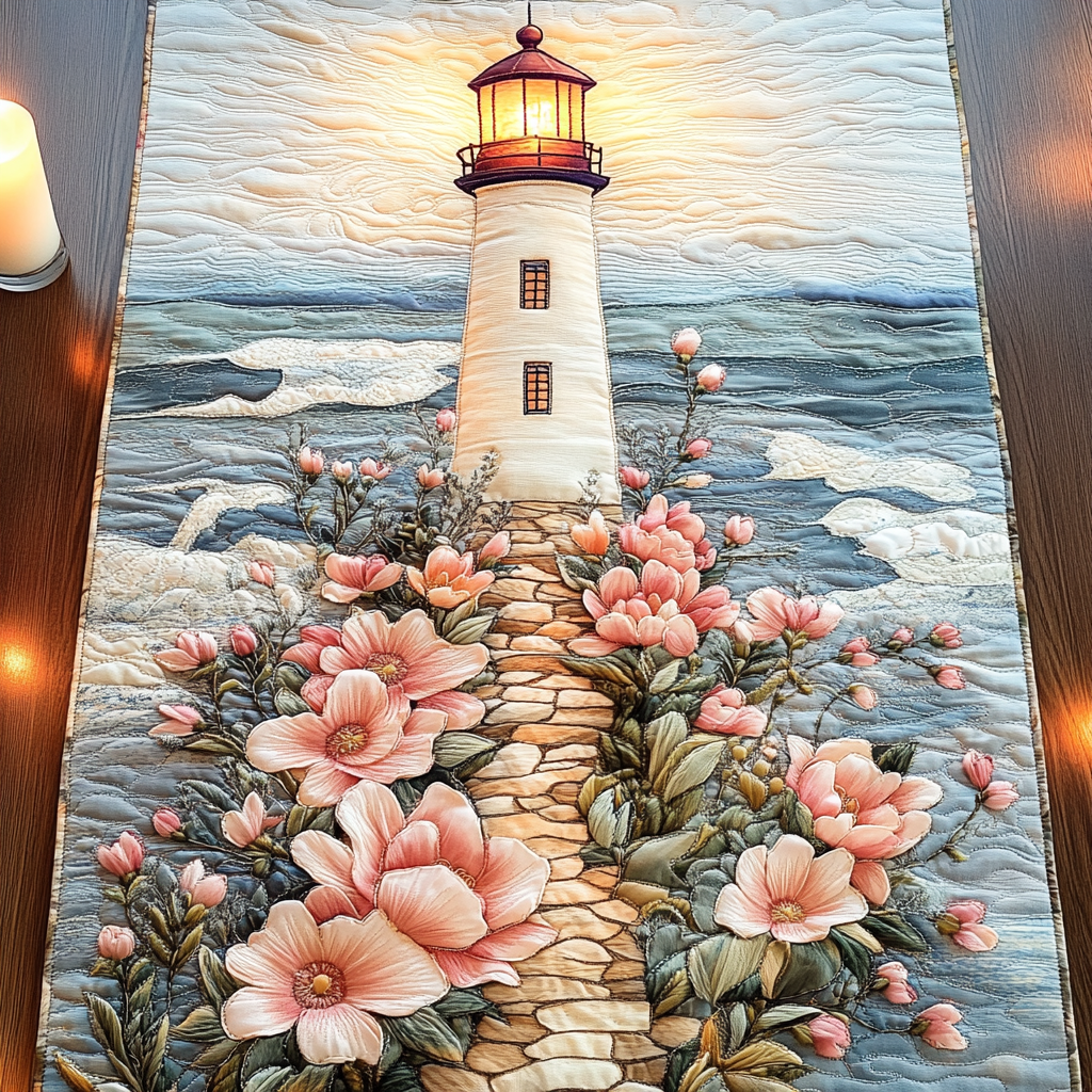 Lighthouse Dream Quilted Table Runner Kitchen Decor Lighthouse Gift Ideas For Him