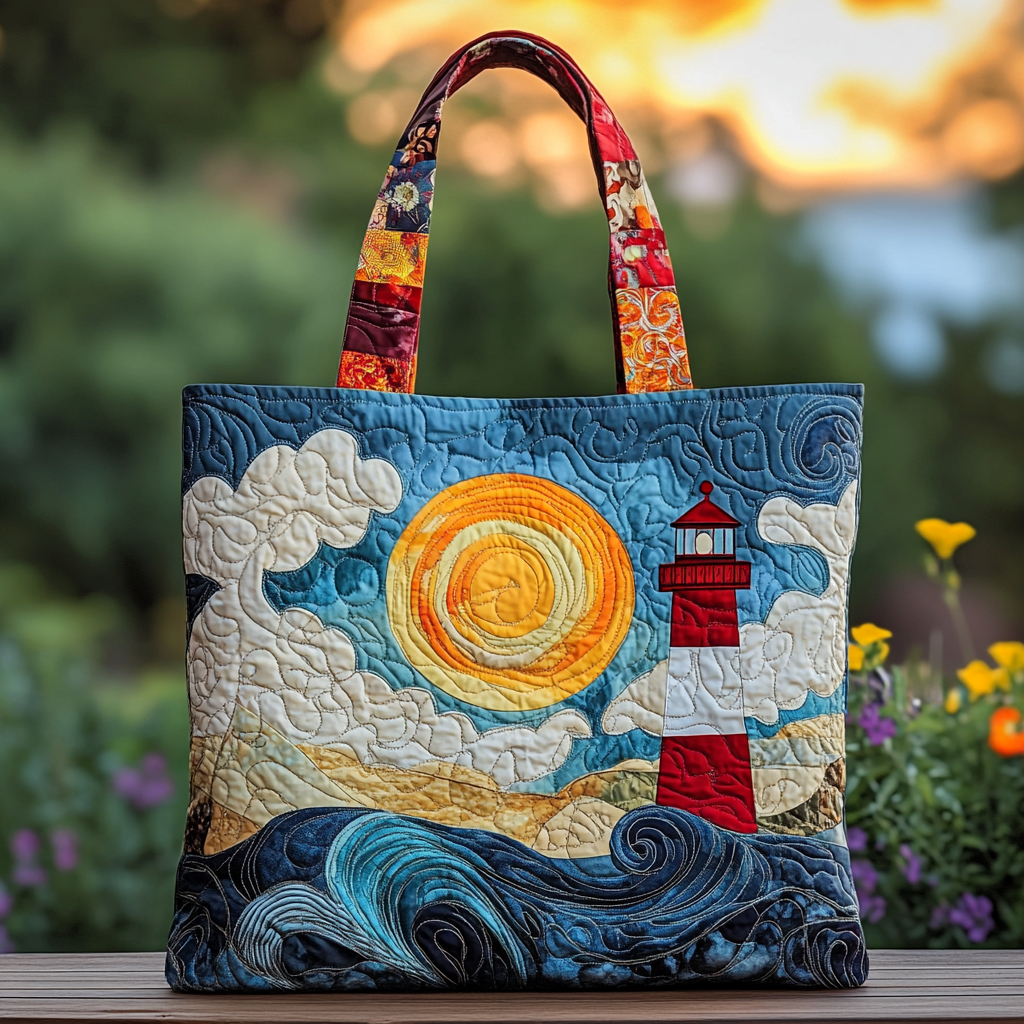 Lighthouse Dream Quilted Tote Bag Christmas Gifts For Ocean Lovers