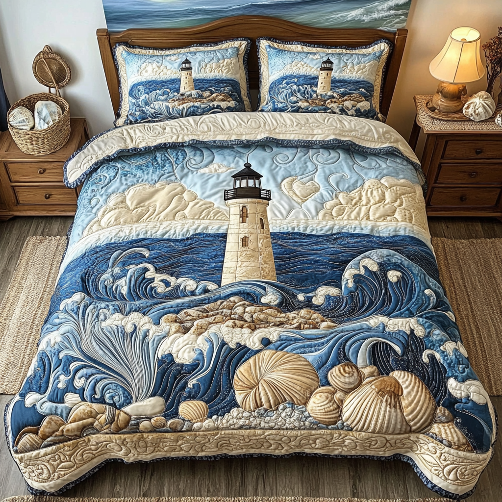 Lighthouse Dreams Quilted Bedding Set Best Bedspread Set Lighthouse Gifts For Mom