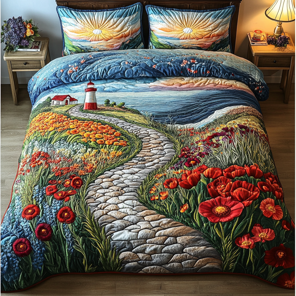 Lighthouse Dreams Quilted Bedding Set Perfect Bedding Gift Set for Holiday Celebrations