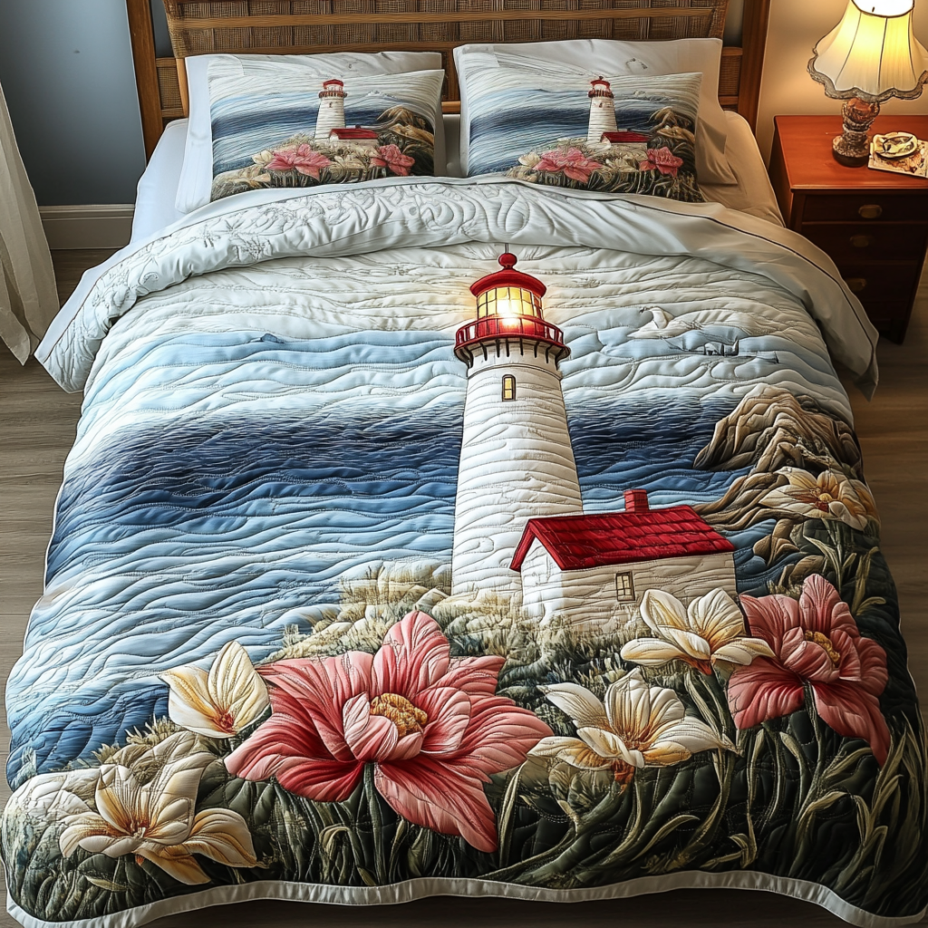Lighthouse Garden Quilted Bedding Set Meaningful Home Gift for Special Occasions