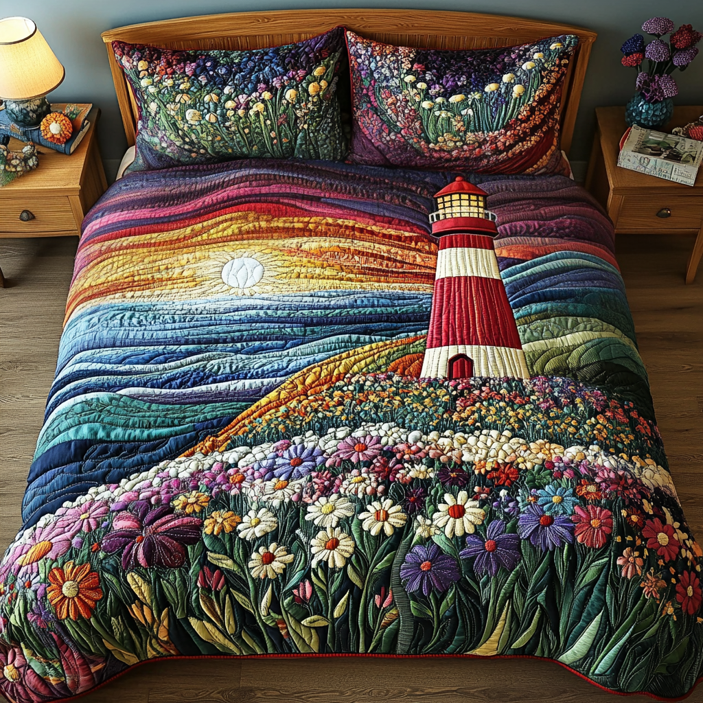 Lighthouse Glow Quilted Bedding Set Best Comforter Sets Lighthouse Christmas Gifts