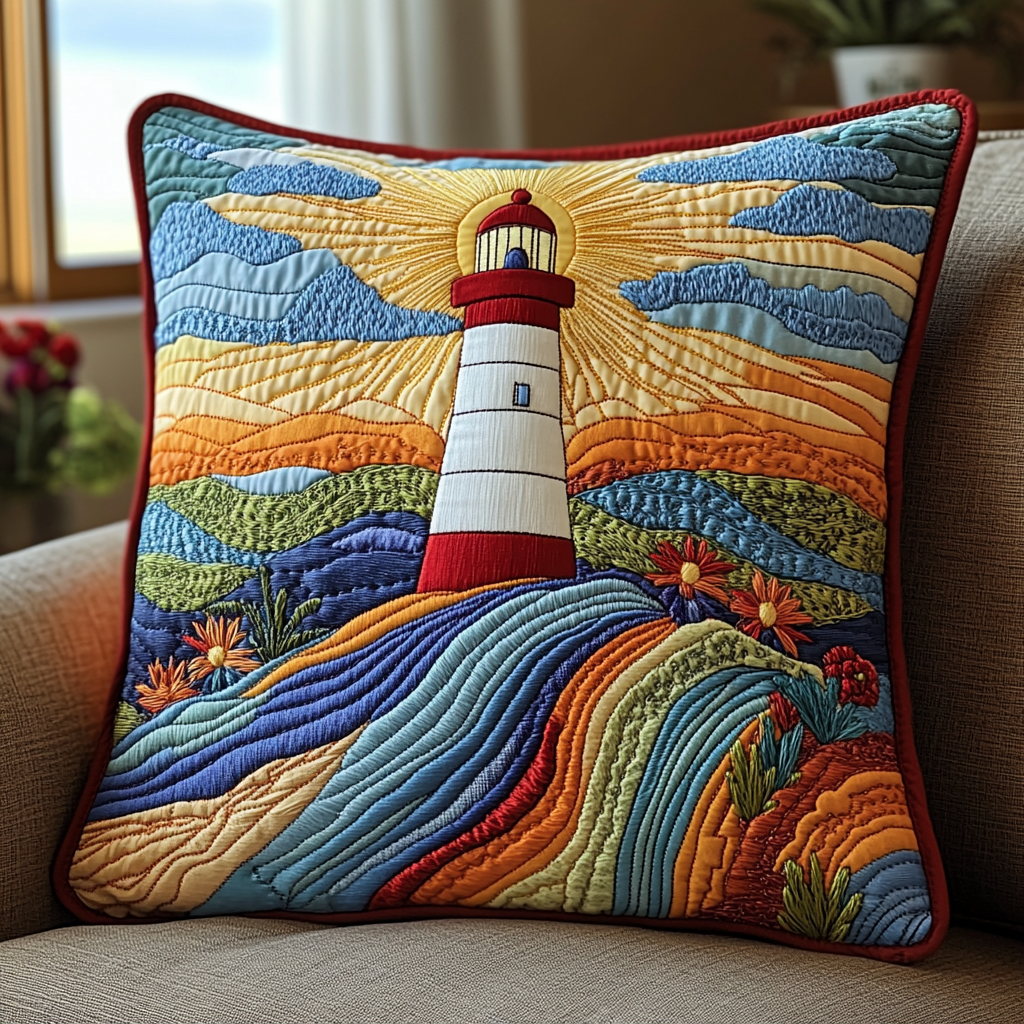 Lighthouse Glow Quilted Pillow Case Decorative Throw Pillow Covers Lighthouse Gift Ideas For Him