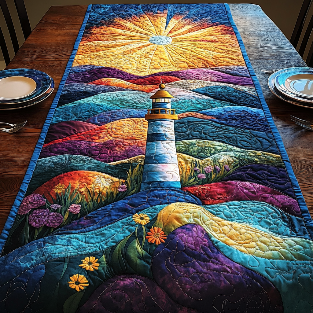 Lighthouse Glow Quilted Table Runner Kitchen Table Decor Ideas Lighthouse Gifts For Him