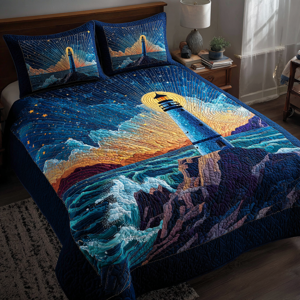 Lighthouse Haven Quilted Bedding Set Best Comforter Sets Lighthouse Presents