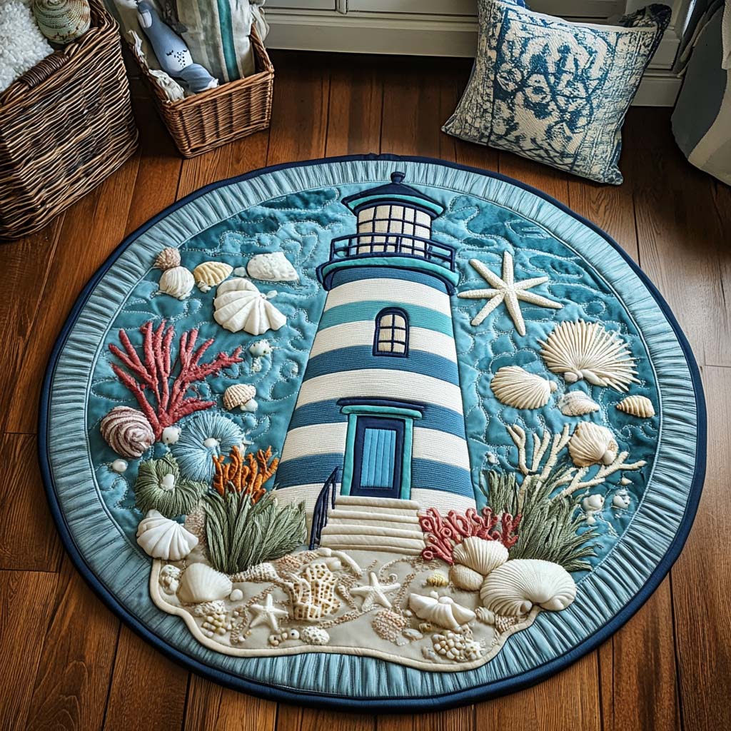 Lighthouse Mirage Quilted Round Mat Entrance Way Ideas Best Gifts For The Beach Lover