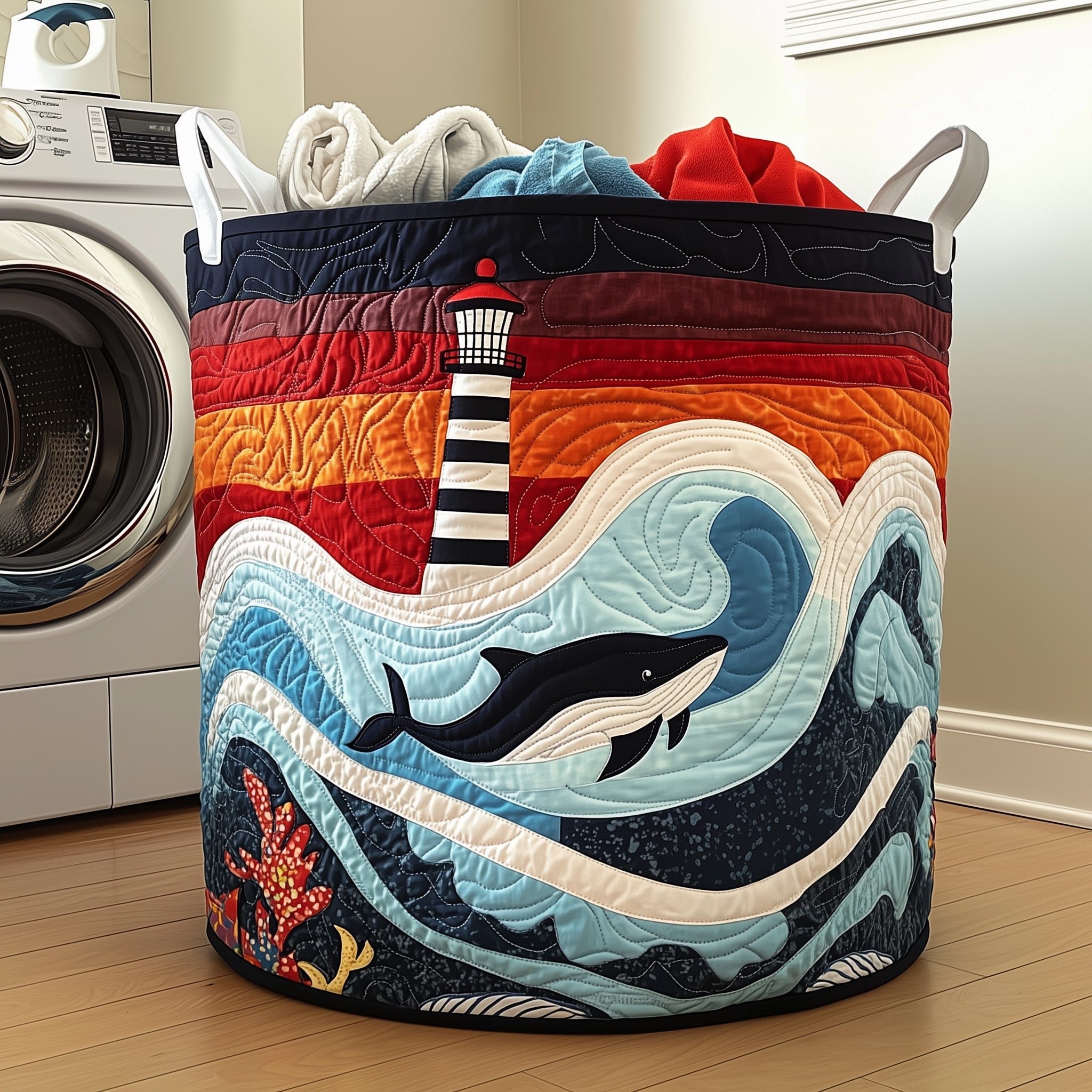 Lighthouse Ocean Quilted Laundry Basket Lighthouse Christmas Gifts