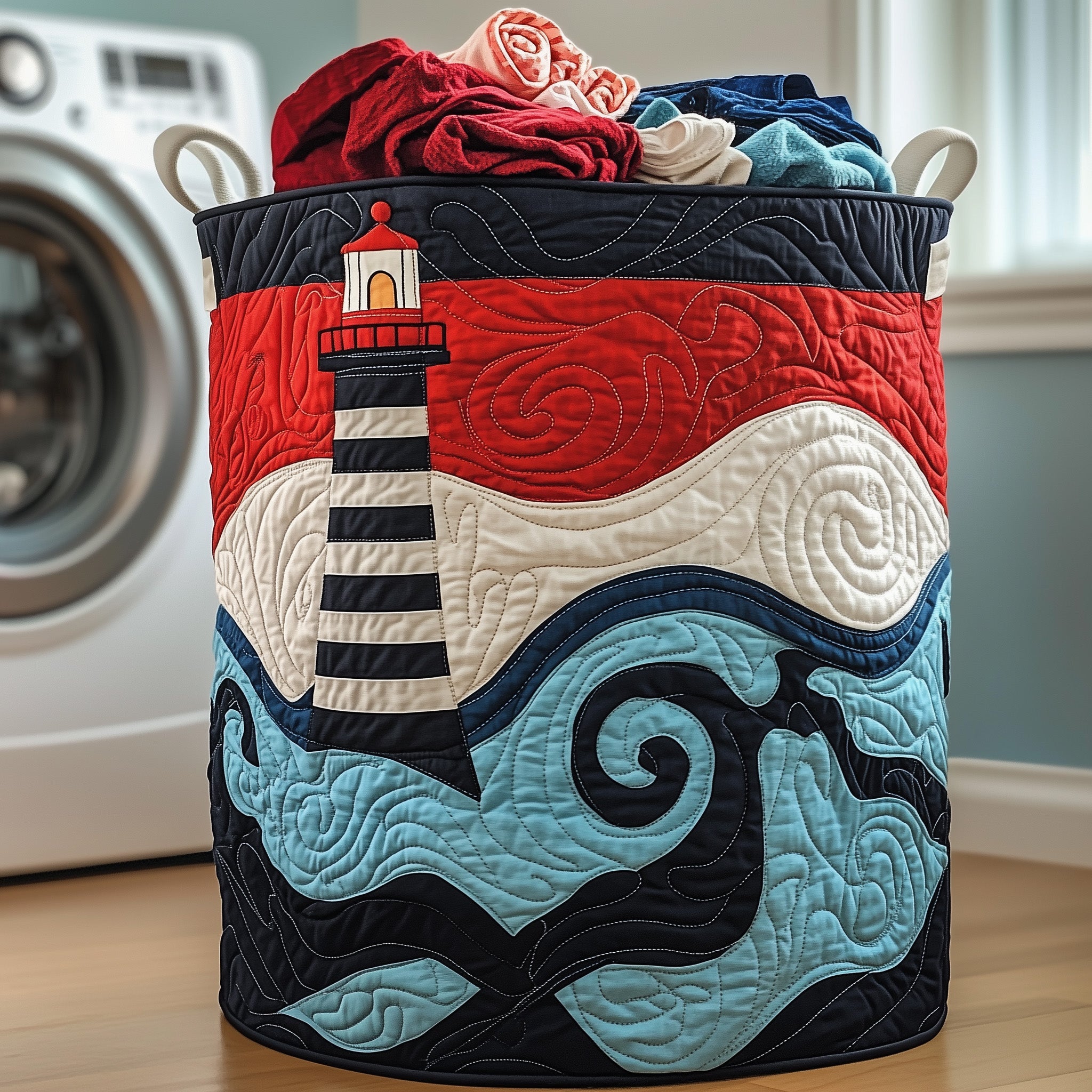Lighthouse Ocean Quilted Laundry Basket Lighthouse Gifts For Mom
