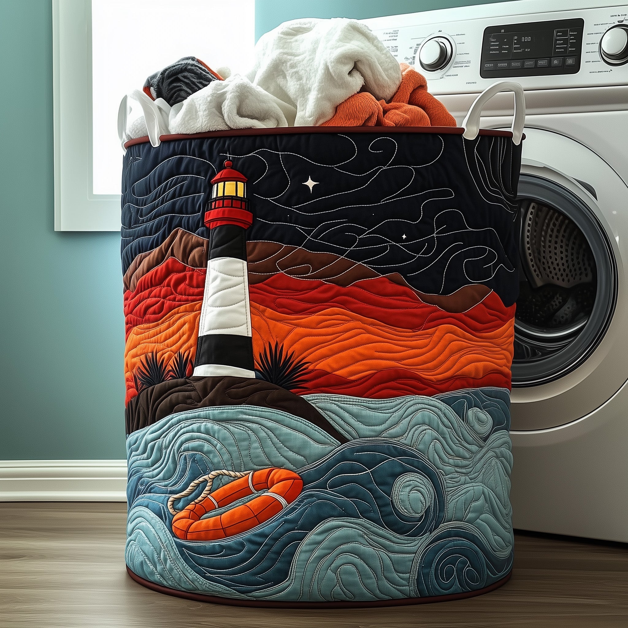 Lighthouse Ocean Quilted Laundry Basket Lighthouse Themed Gifts