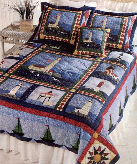 Lighthouse Quilt Bedding Set Full Size Comforter Gifts For Lighthouse Lovers