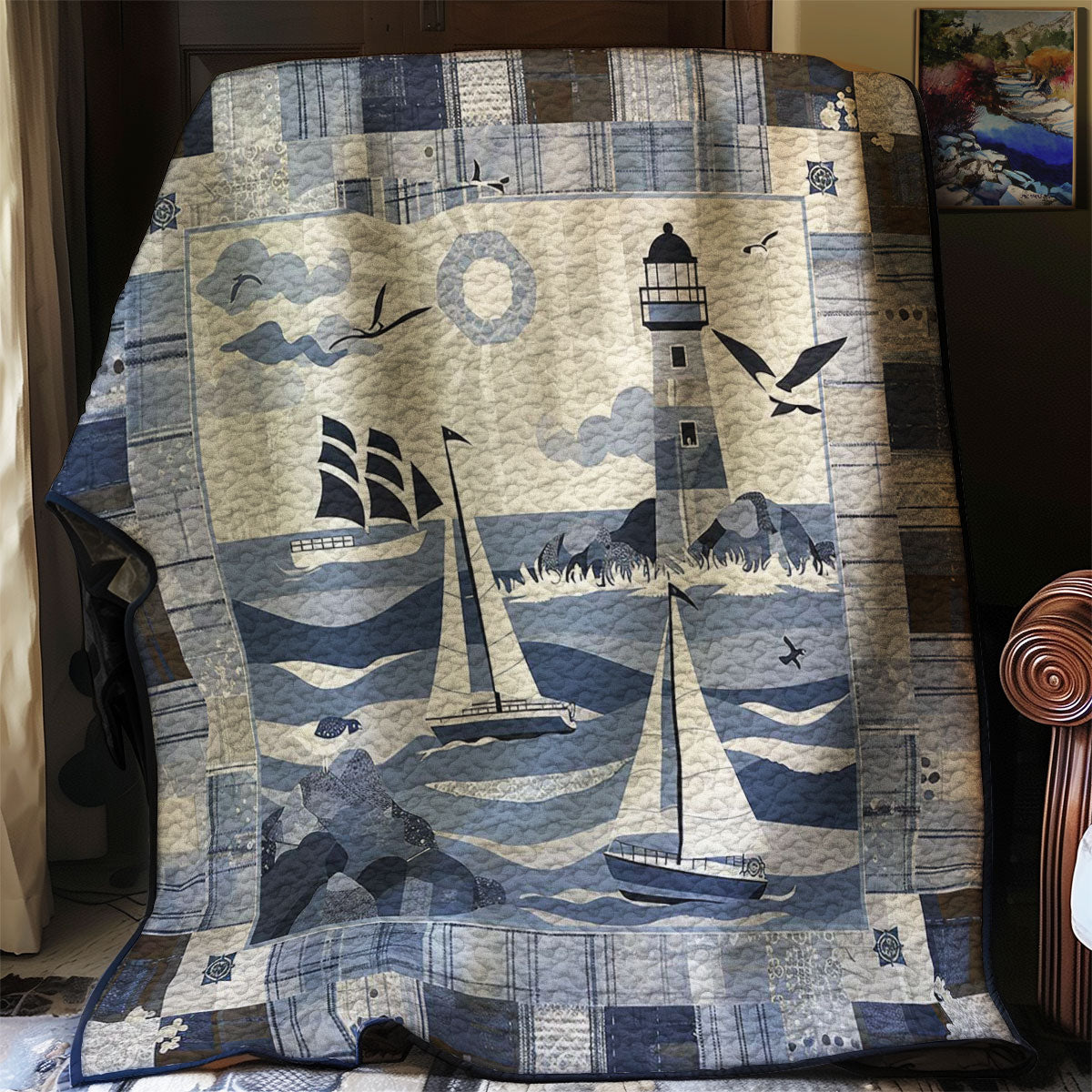 Lighthouse Quilt Blanket Throw Blankets For Couch Thoughtful Christmas Gifts For Wife