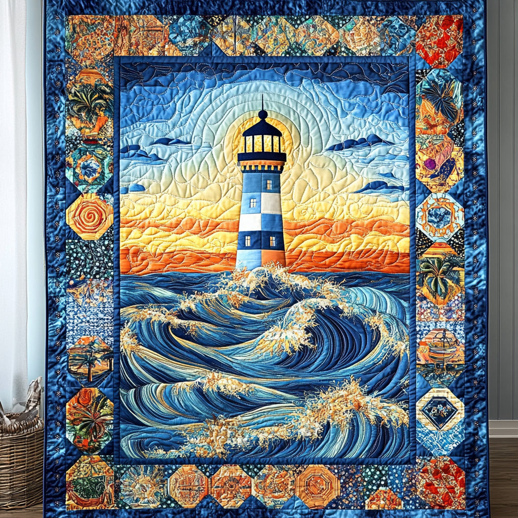 Lighthouse Quilted Blanket Cute Soft BlanketOcean Lighthouse Gifts For Mom