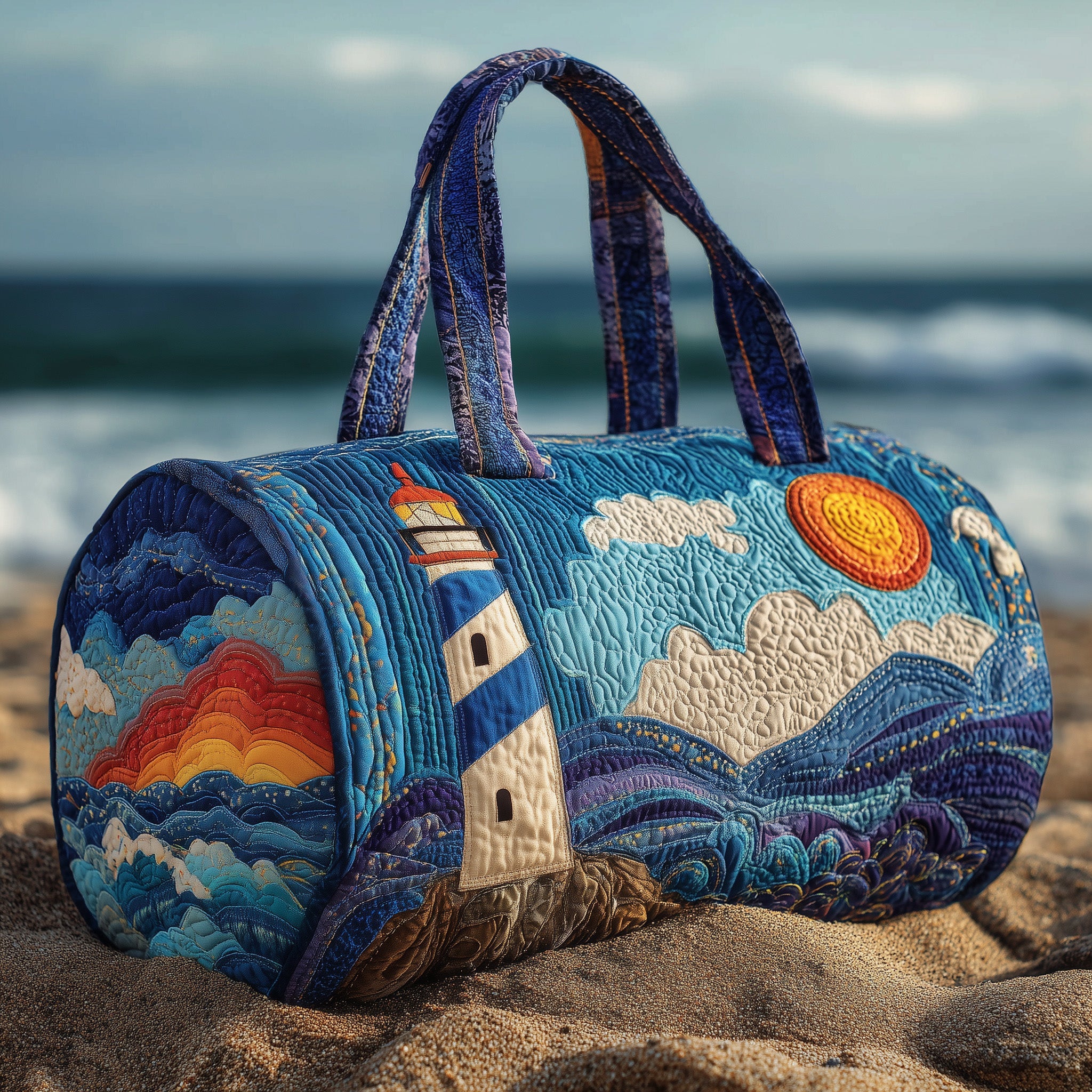 Lighthouse Quilted Duffle Bag For School And Gym