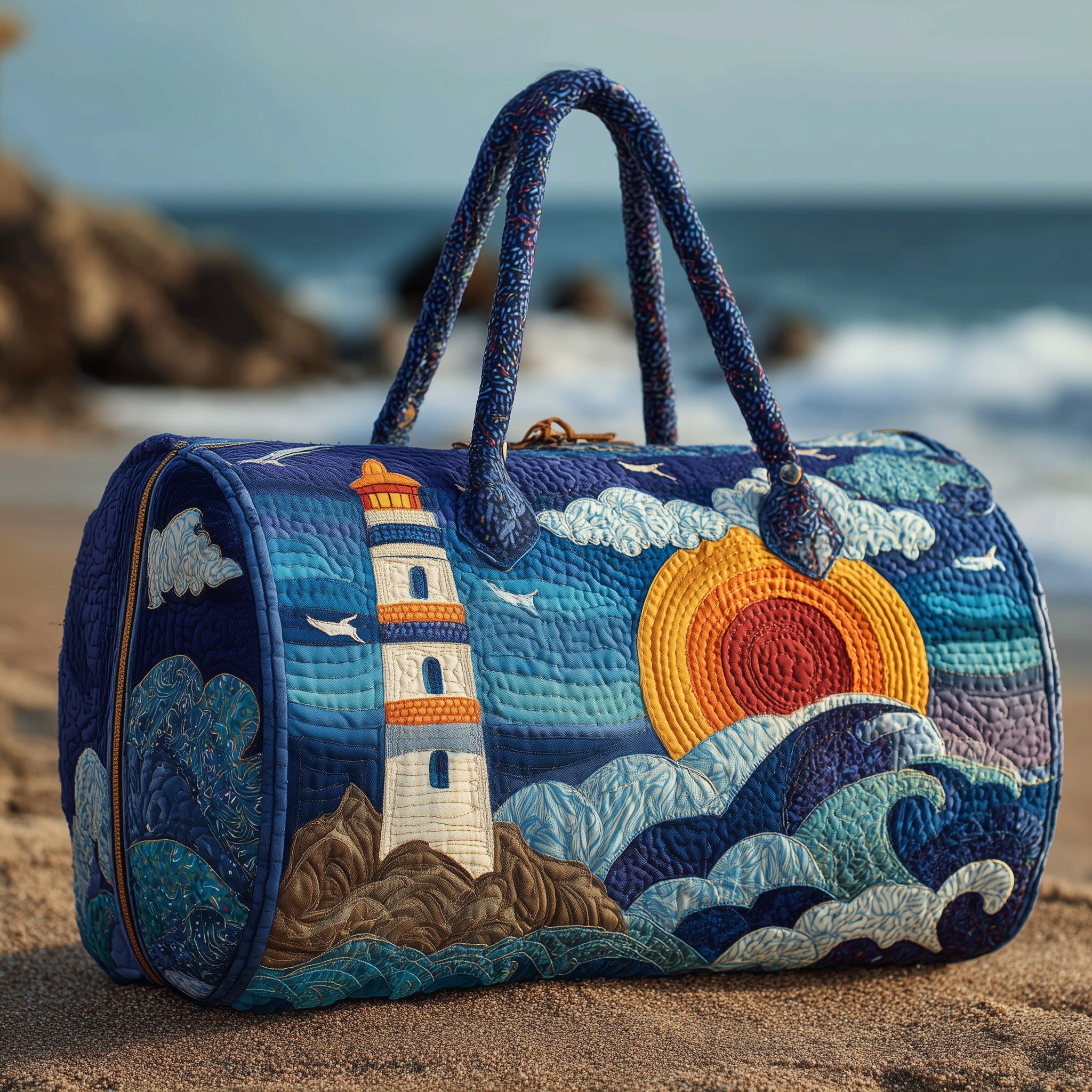 Lighthouse Quilted Duffle Bag For Weekend Trips