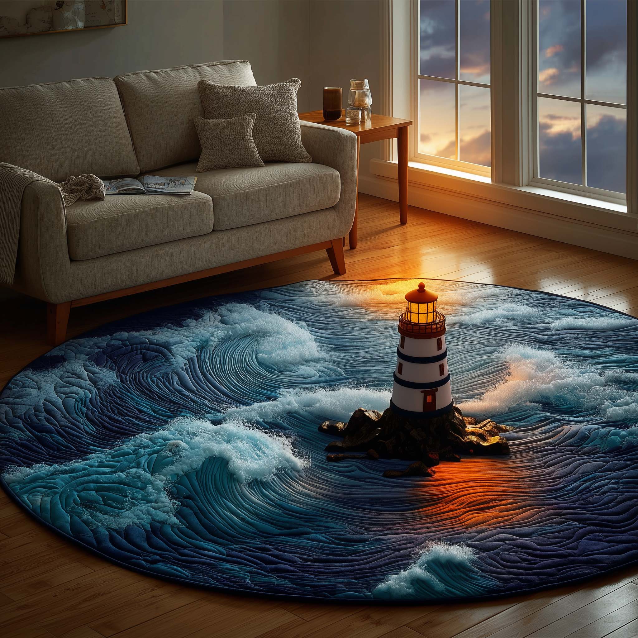 Lighthouse Quilted Round Mat High-Quality Quilted Round Mat for Soft Comfort