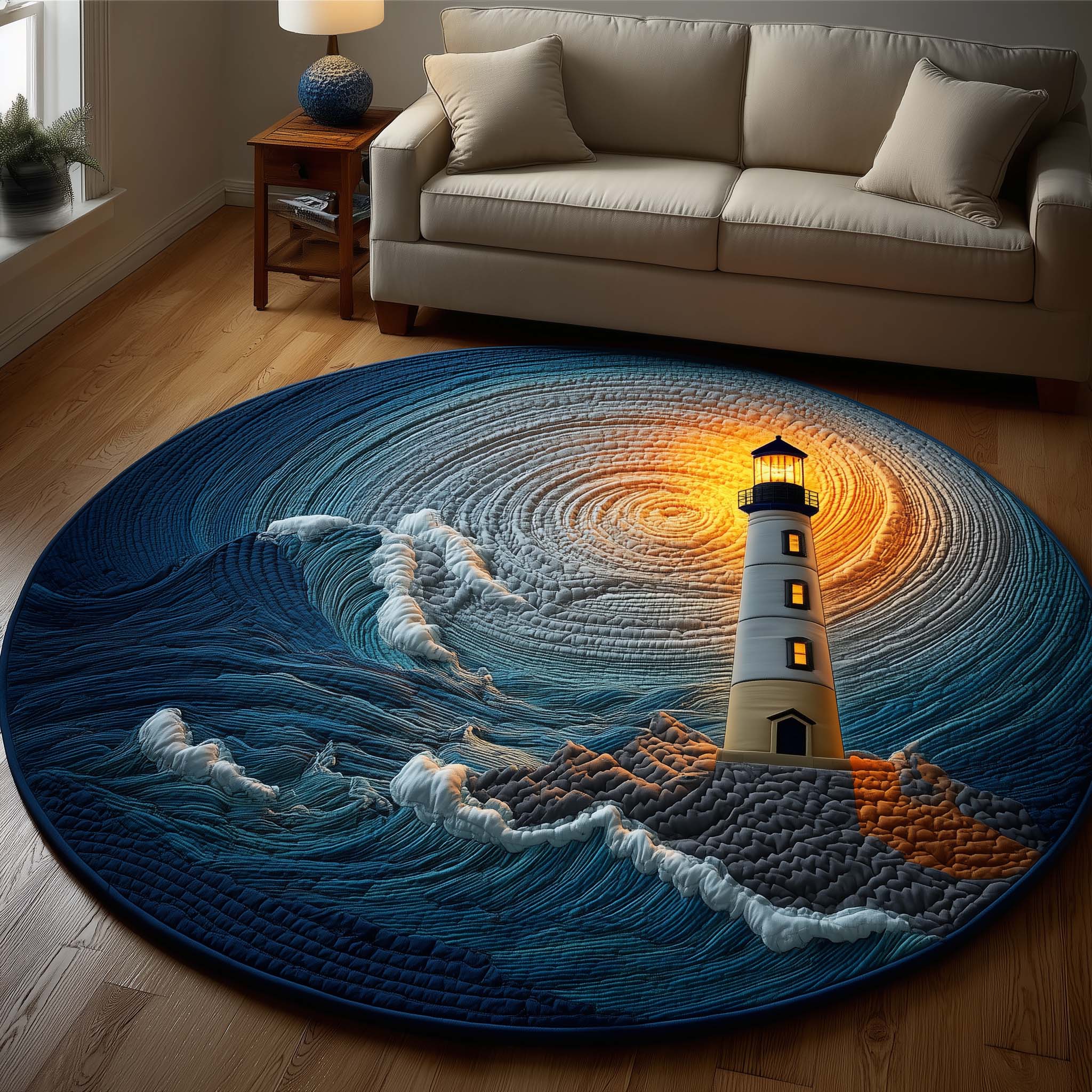 Lighthouse Quilted Round Mat Perfect Quilted Round Mat for Any Floor Surface