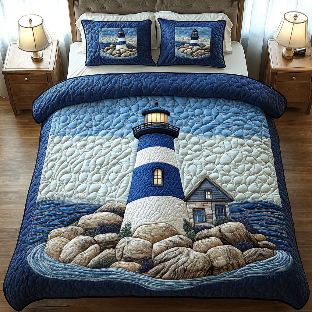 Lighthouse Retreat Quilted Bedding Set Holiday Season Duvet Cover Set Lighthouse Gifts For Mom