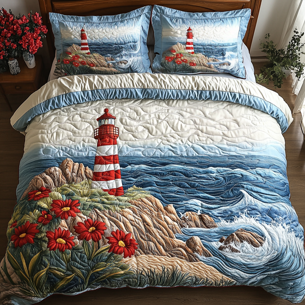 Lighthouse Serenity Quilted Bedding Set Bedroom Decorations Lighthouse Gifts For Her