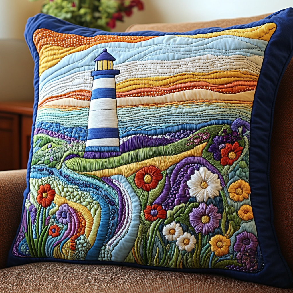 Lighthouse Serenity Quilted Pillow Case Decorative Pillow Covers Ocean Lighthouse Gift Ideas