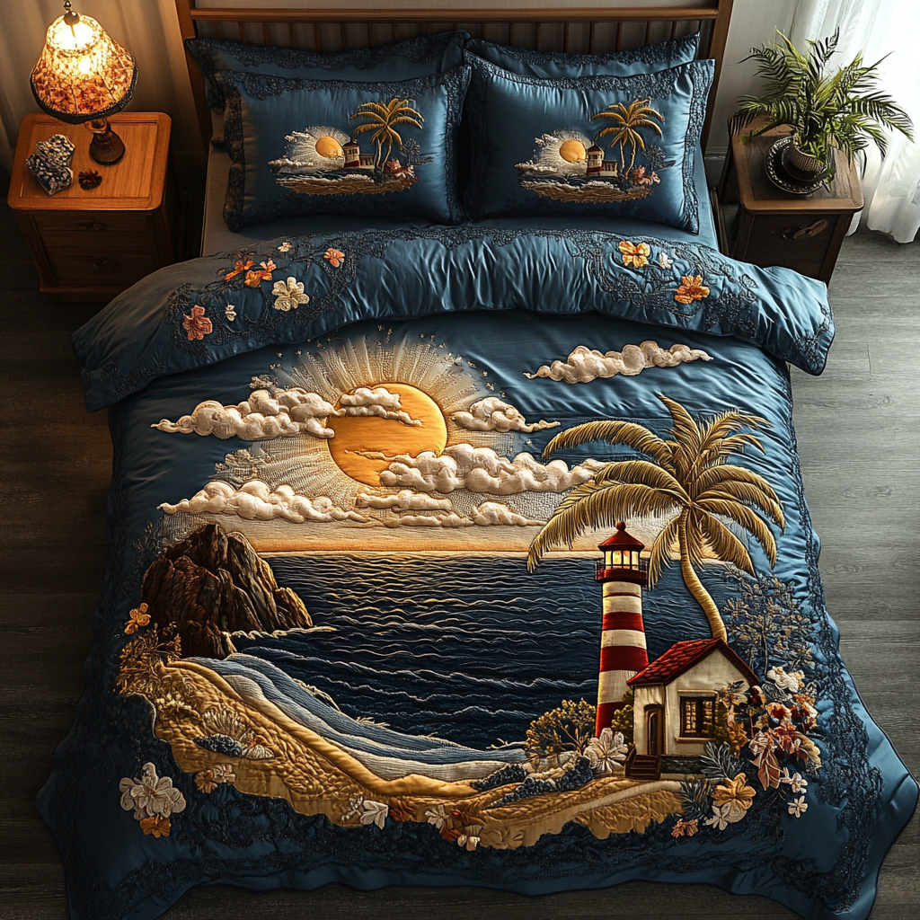 Lighthouse Shine Quilted Bedding Set Bed Decorations Lighthouse Gifts For Her