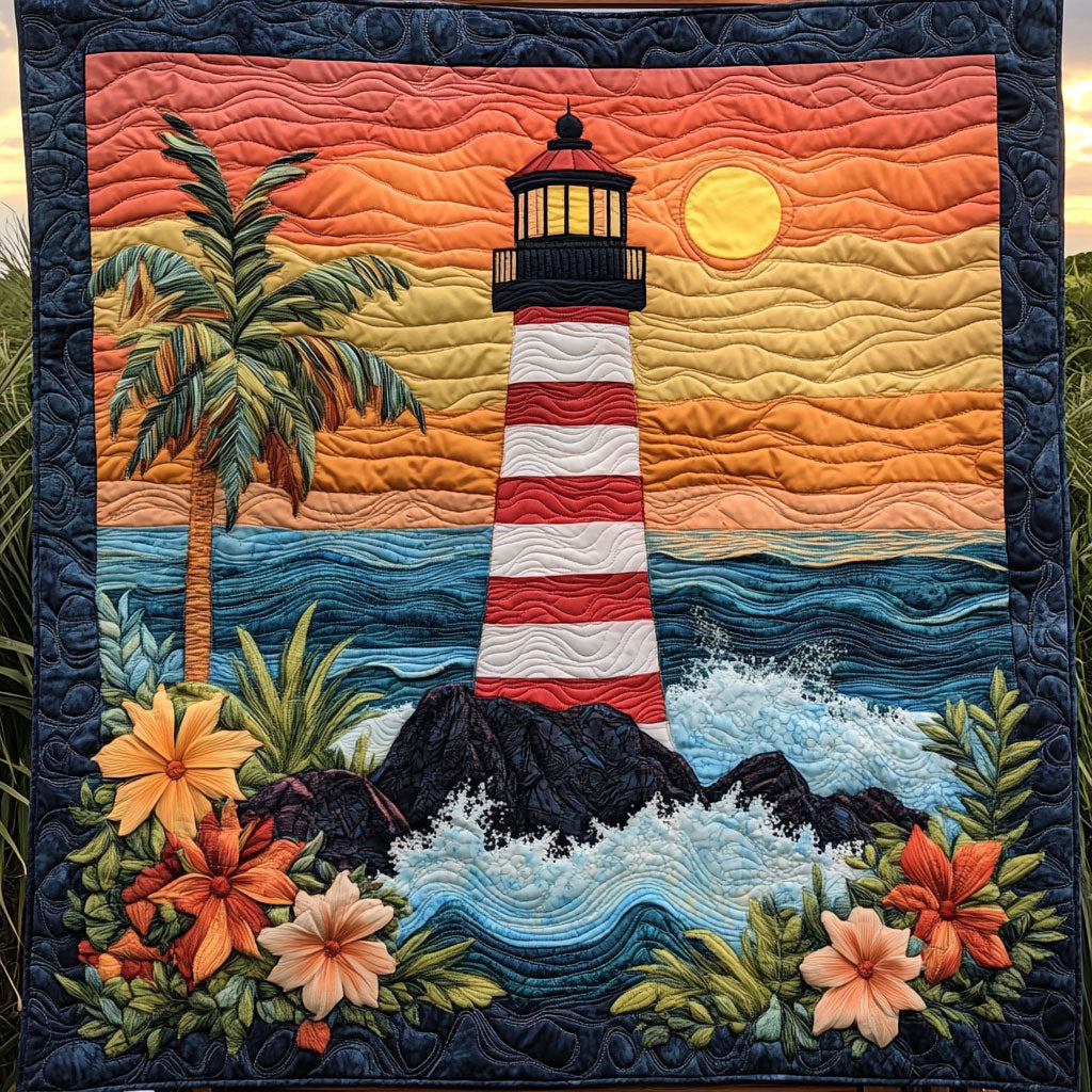 Lighthouse Sunset Quilt Blanket Queen Size Blanket Lighthouse Christmas Gifts for Mom