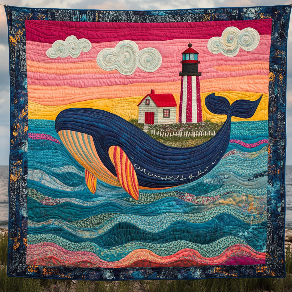 Lighthouse Whale Under Pink Sky Quilt Blanket Lighthouse Blanket Design Thoughtful Christmas Gifts For Girlfriend