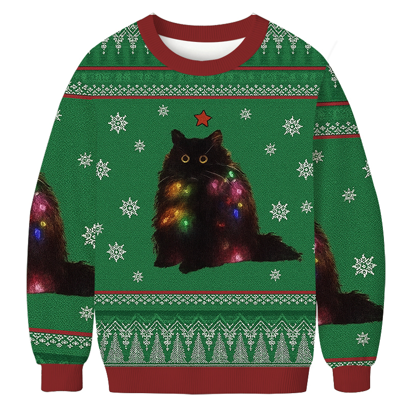 Lights Cat Japanese Green Christmas Ugly Sweatshirt Holiday Lounge Wear Top Gift Ideas Lights Cat Japanese Green Christmas Ugly Sweatshirt Holiday Lounge Wear Top Gift Ideas