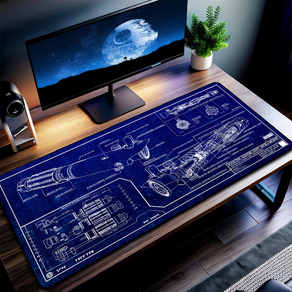 Lightsaber Blueprint Desk Mat Star Wars Gifts For Fans