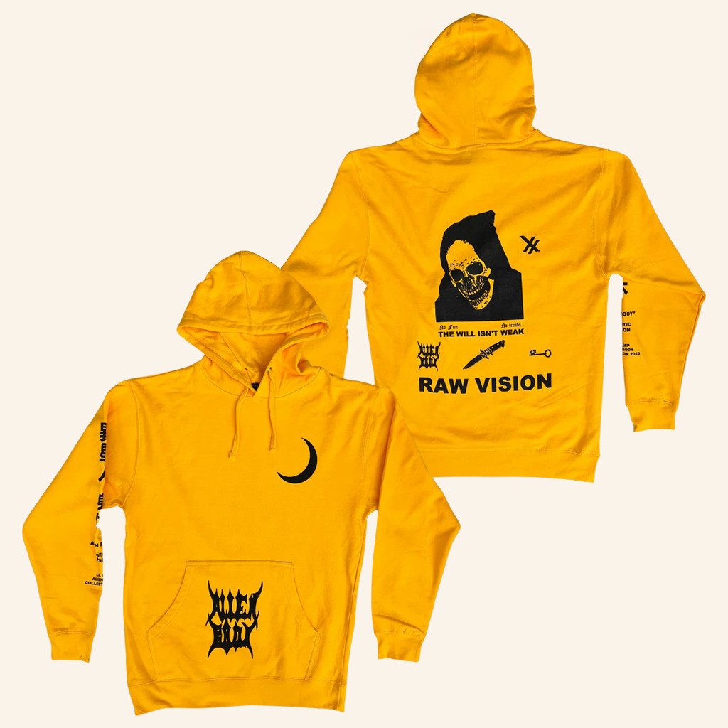 Lil Peep Merch Alien Body X Lil Peep Yellow Raw Vision Hoodie Gifts For Rapper Fans