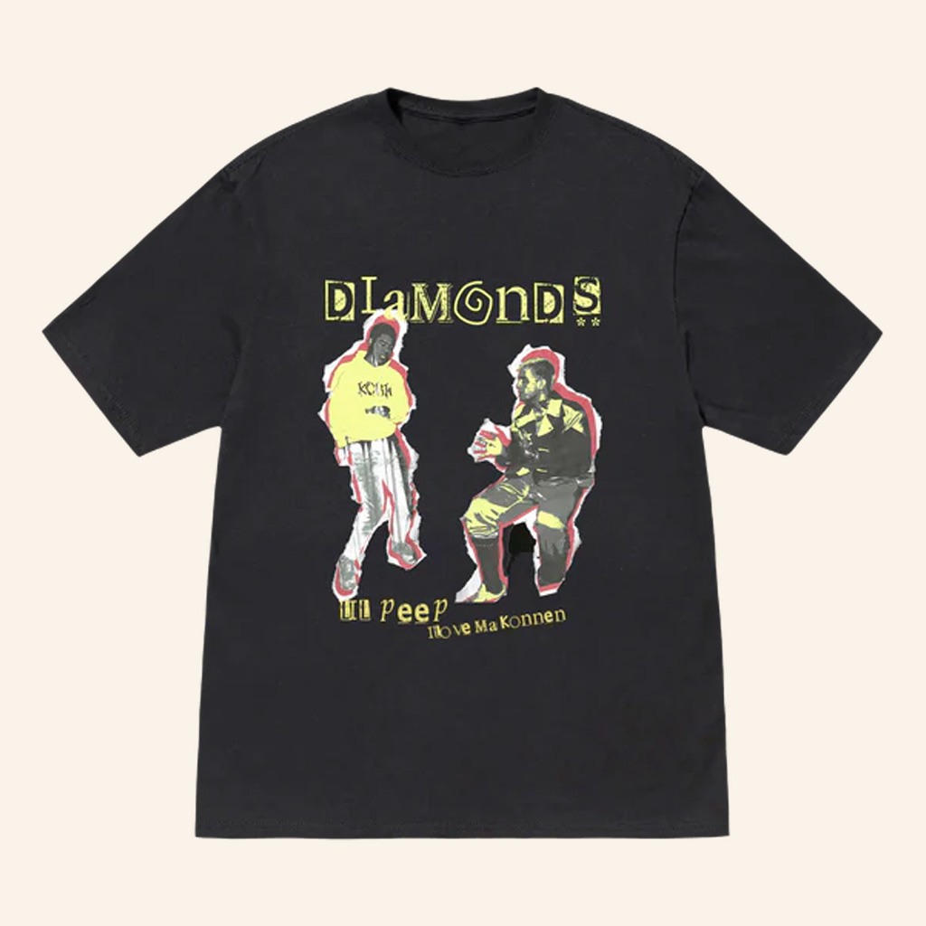 Lil Peep Merch Lil Peep x ILoveMakonnen DIAMONDS T-Shirt Gifts For Brother Lil Peep Merch Lil Peep x ILoveMakonnen DIAMONDS T-Shirt Gifts For Brother