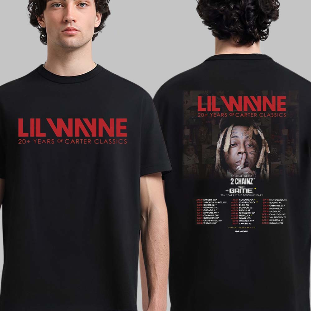 Lil Wayne 20 Years Of Carter Classics T-Shirt North America Tour Schedule Dates Shirt Fan Gift