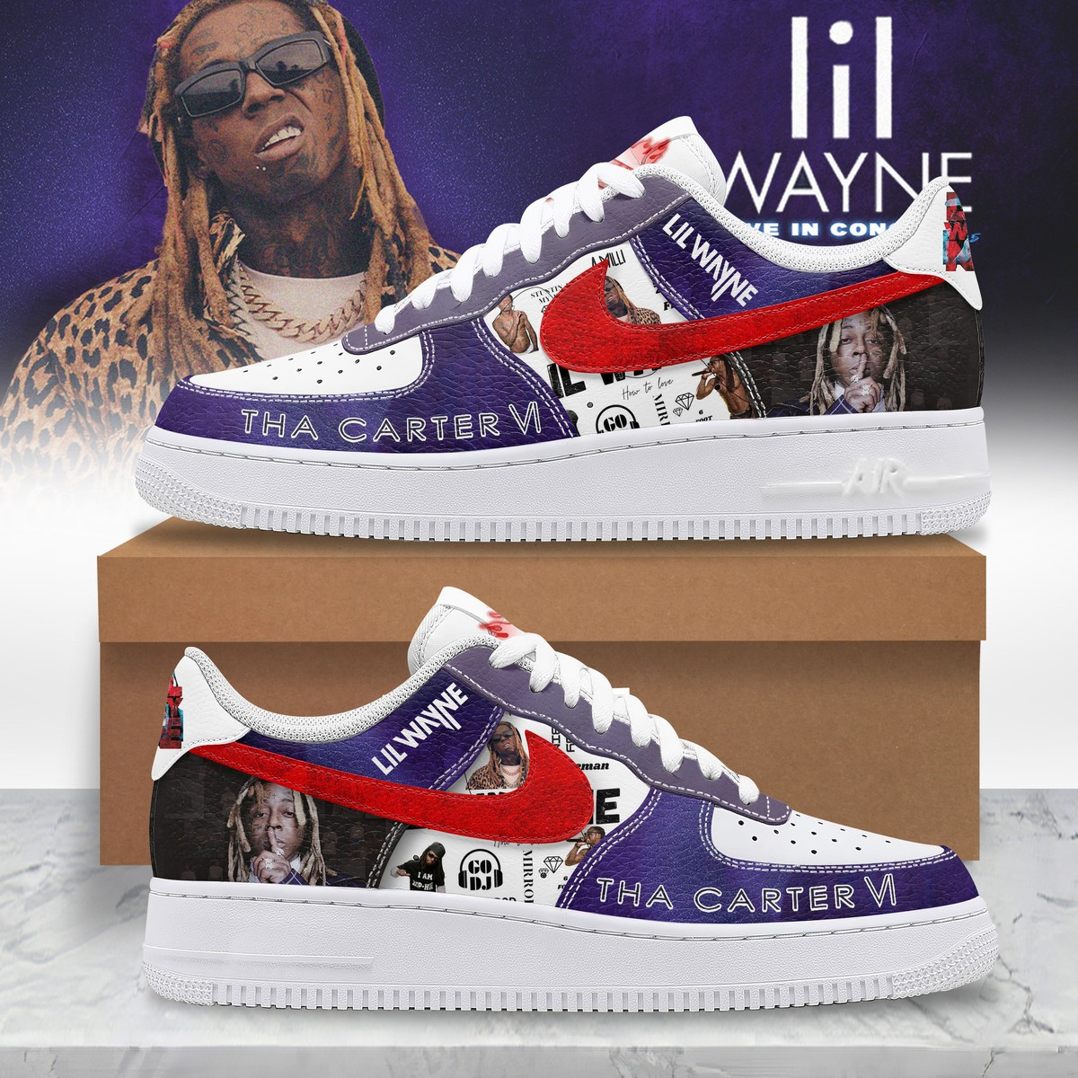 Lil Wayne Tha Carter VI AF1 Shoes Music Lover Gifts For Him