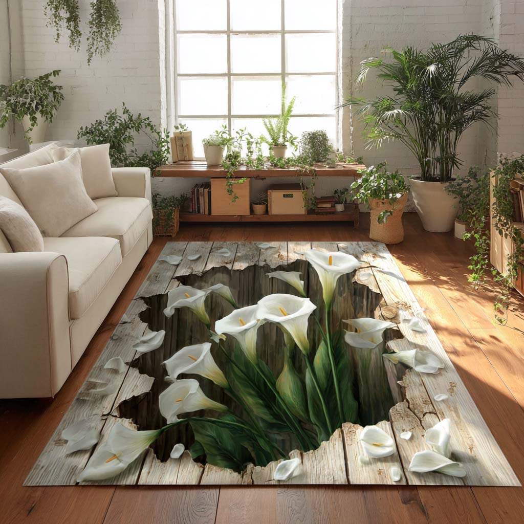 Lily Bloom Area Rug Home Decor Items Flower Lavender Gifts For Her