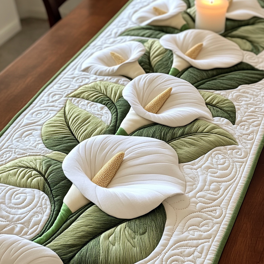 Lily Charm Quilted Table Runner Kitchen Table Decor FlowerLily Inspired Gifts