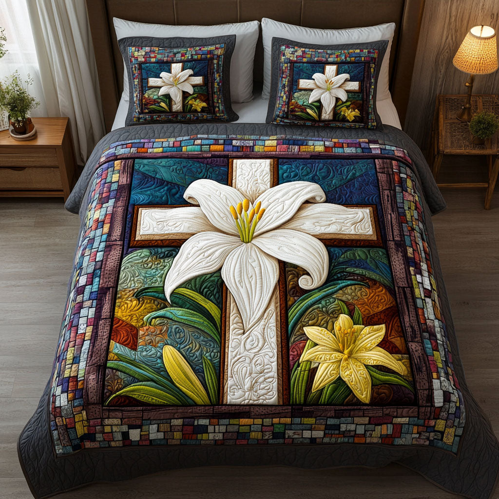 Lily Cross Quilted Bedding Set Ultra-Soft Bedding Set for a Hotel-Like Experience