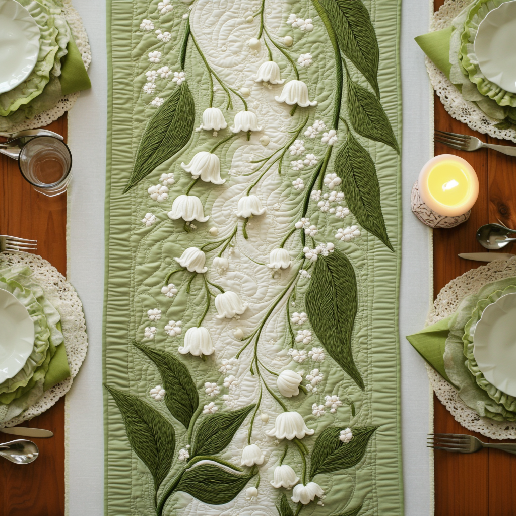 Lily Grace Quilted Table Runner Dinner Table Decor FlowerLily Inspired Gifts