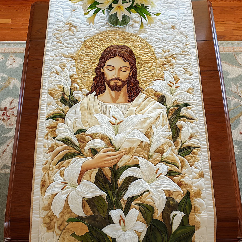 Lily Grace Quilted Table Runner Elegant Christmas Table Runners Unusual Christian Gifts