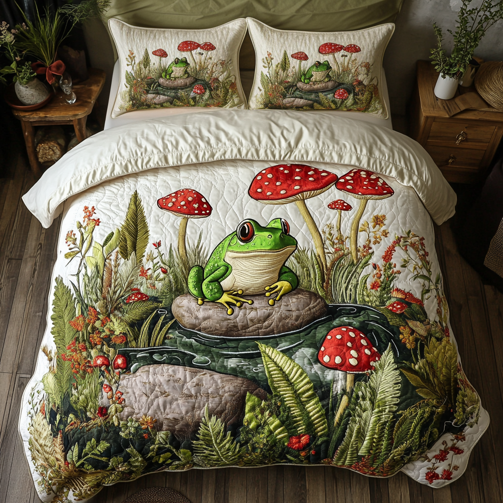 Lily Leap Quilted Bedding Set Best Bedspread Set Frog Gifts For Her