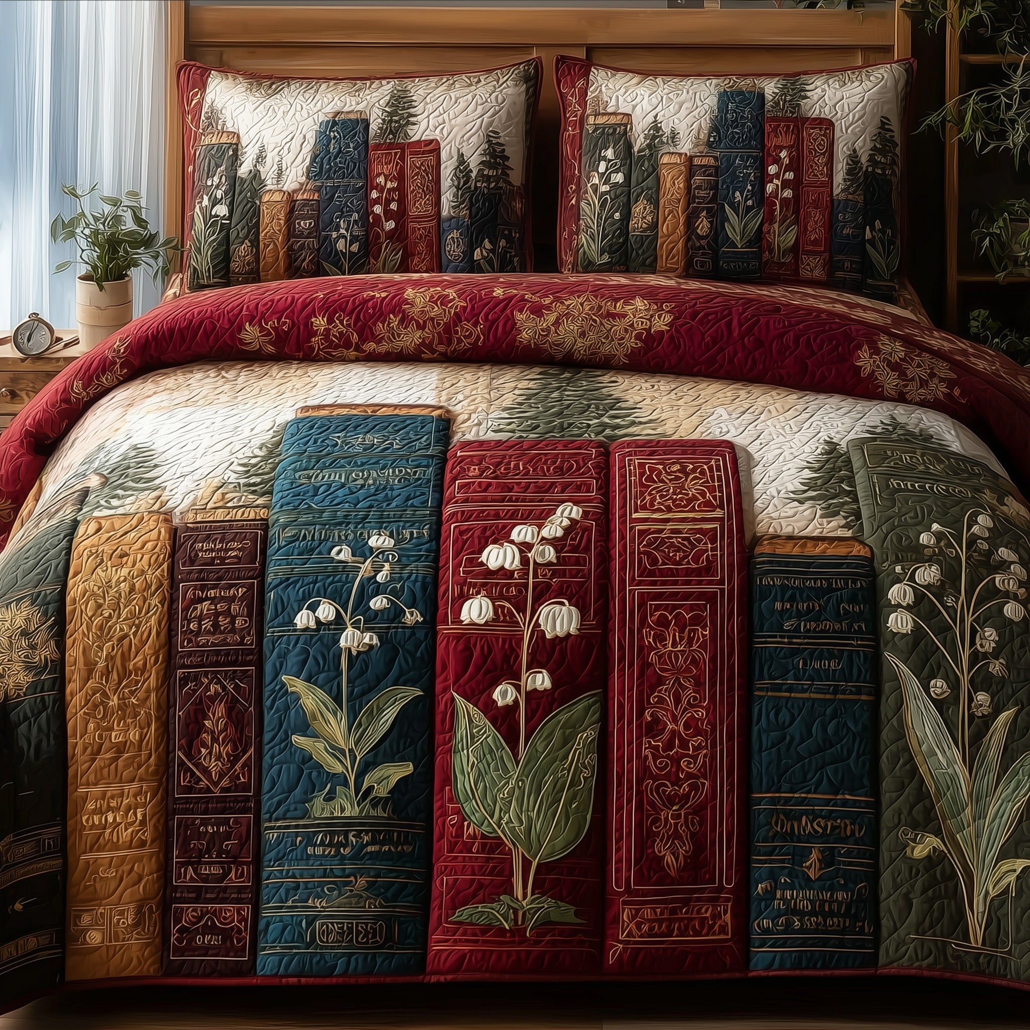 Lily Of The Valley Bookworm Quilted Bedding Set Create a Cozy Space