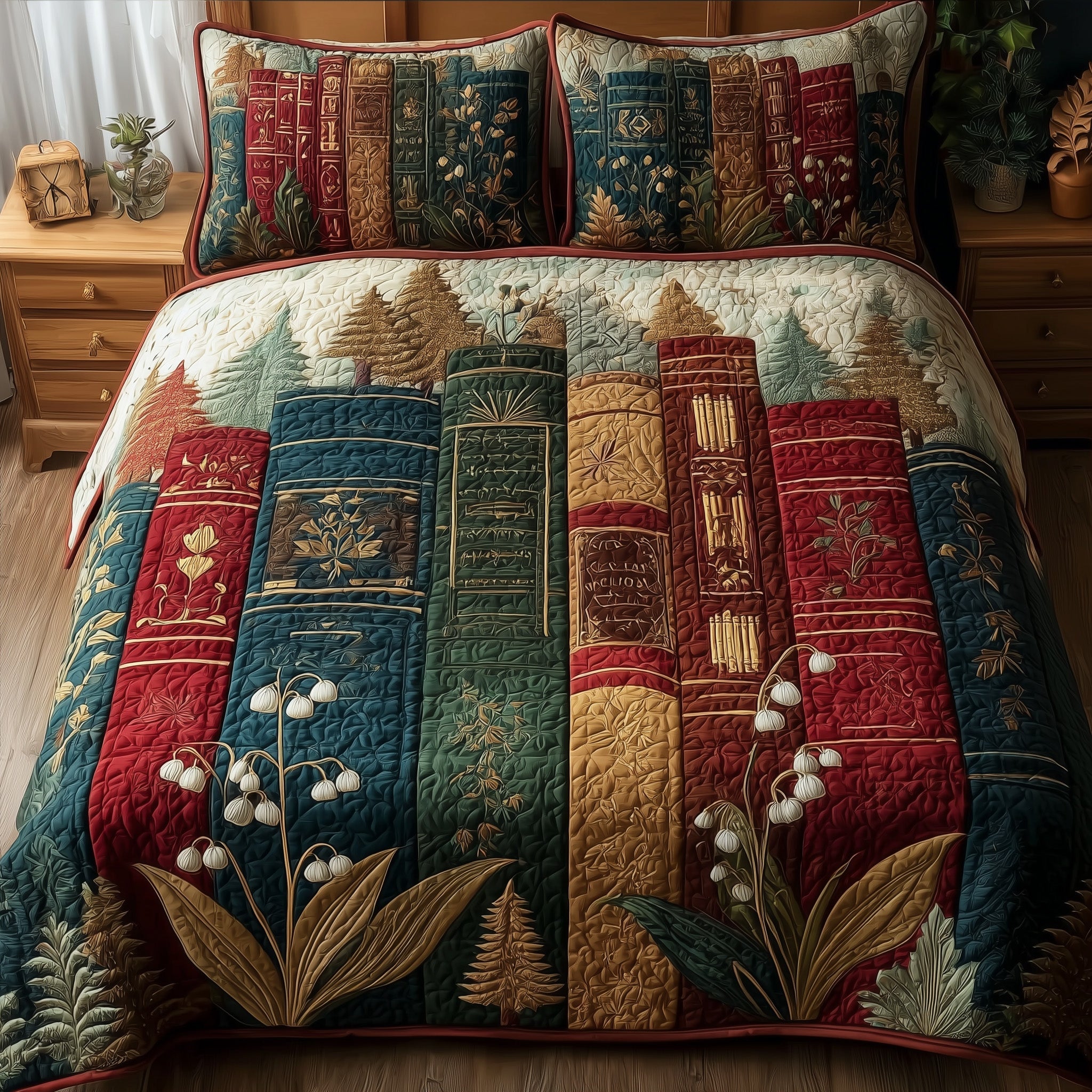 Lily Of The Valley Bookworm Quilted Bedding Set Stylish Home Decor
